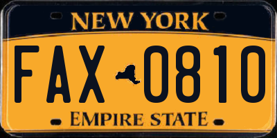 NY license plate FAX0810