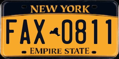 NY license plate FAX0811