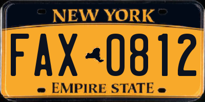 NY license plate FAX0812