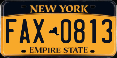 NY license plate FAX0813