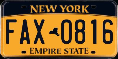 NY license plate FAX0816