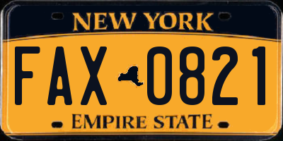 NY license plate FAX0821