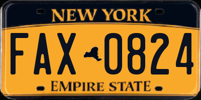 NY license plate FAX0824