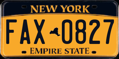 NY license plate FAX0827