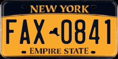 NY license plate FAX0841