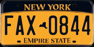 NY license plate FAX0844