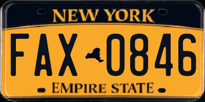NY license plate FAX0846