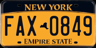 NY license plate FAX0849