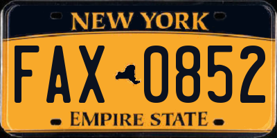 NY license plate FAX0852