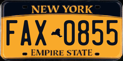 NY license plate FAX0855