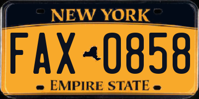 NY license plate FAX0858