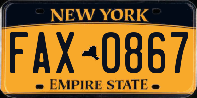 NY license plate FAX0867