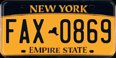 NY license plate FAX0869