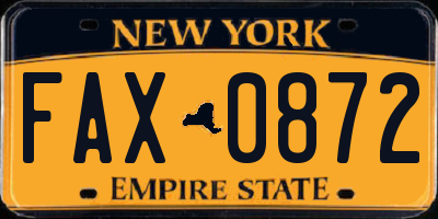 NY license plate FAX0872