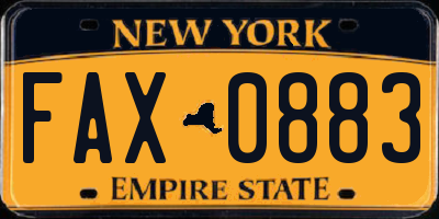 NY license plate FAX0883