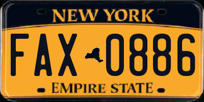 NY license plate FAX0886