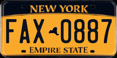 NY license plate FAX0887