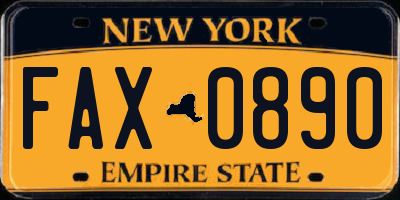 NY license plate FAX0890