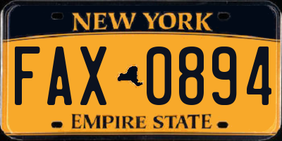 NY license plate FAX0894