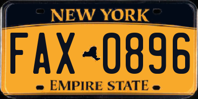 NY license plate FAX0896