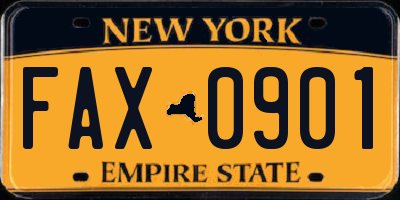 NY license plate FAX0901