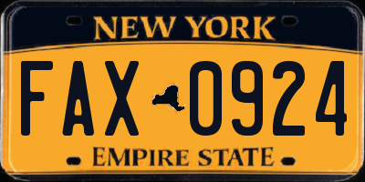 NY license plate FAX0924