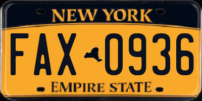 NY license plate FAX0936