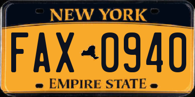 NY license plate FAX0940