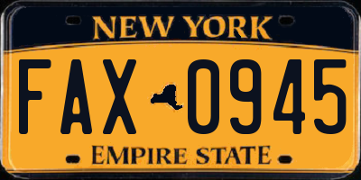 NY license plate FAX0945