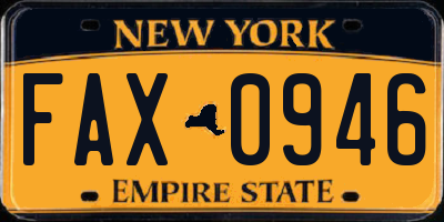 NY license plate FAX0946