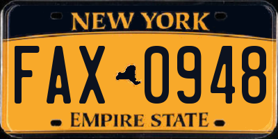 NY license plate FAX0948