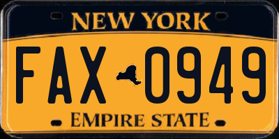 NY license plate FAX0949