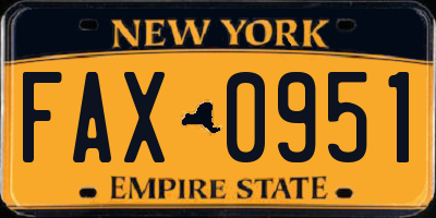 NY license plate FAX0951