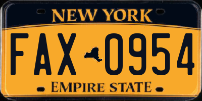 NY license plate FAX0954