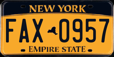 NY license plate FAX0957