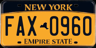 NY license plate FAX0960