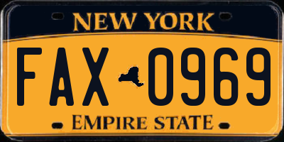 NY license plate FAX0969