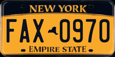 NY license plate FAX0970