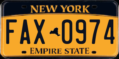 NY license plate FAX0974