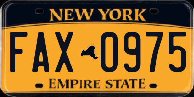 NY license plate FAX0975