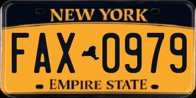 NY license plate FAX0979