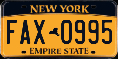 NY license plate FAX0995