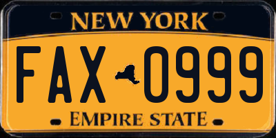 NY license plate FAX0999