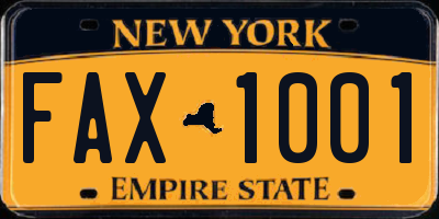 NY license plate FAX1001