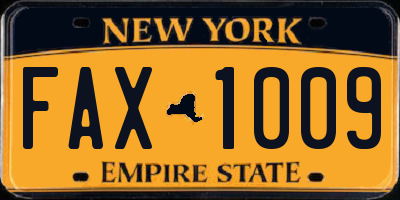 NY license plate FAX1009