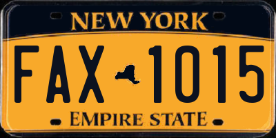 NY license plate FAX1015