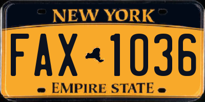 NY license plate FAX1036