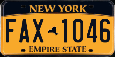 NY license plate FAX1046