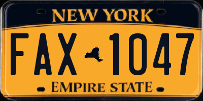 NY license plate FAX1047