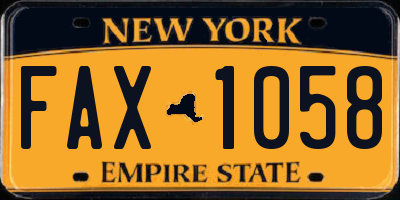 NY license plate FAX1058